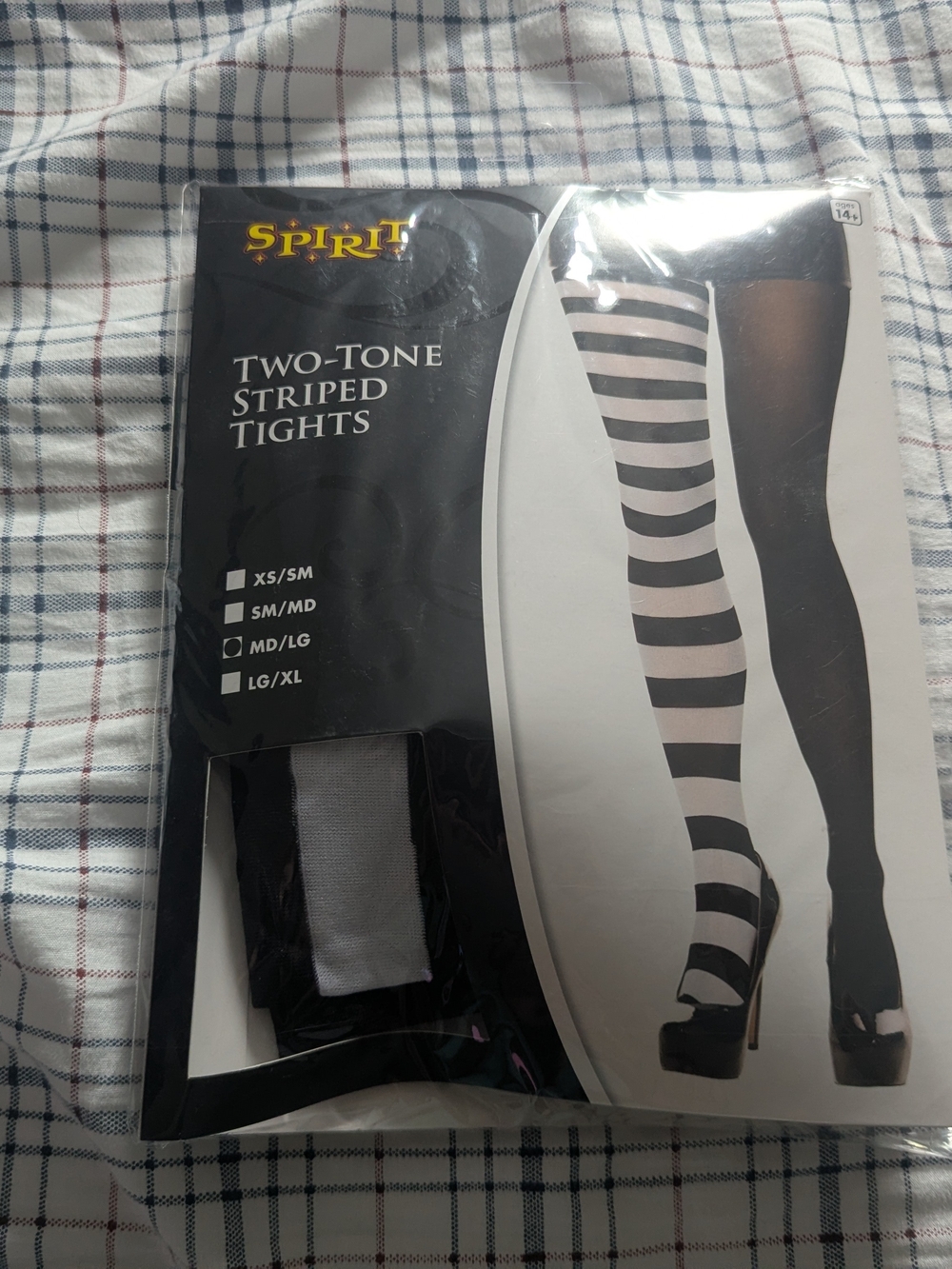 Spirit Two-Tone Striped Tights — Black and White